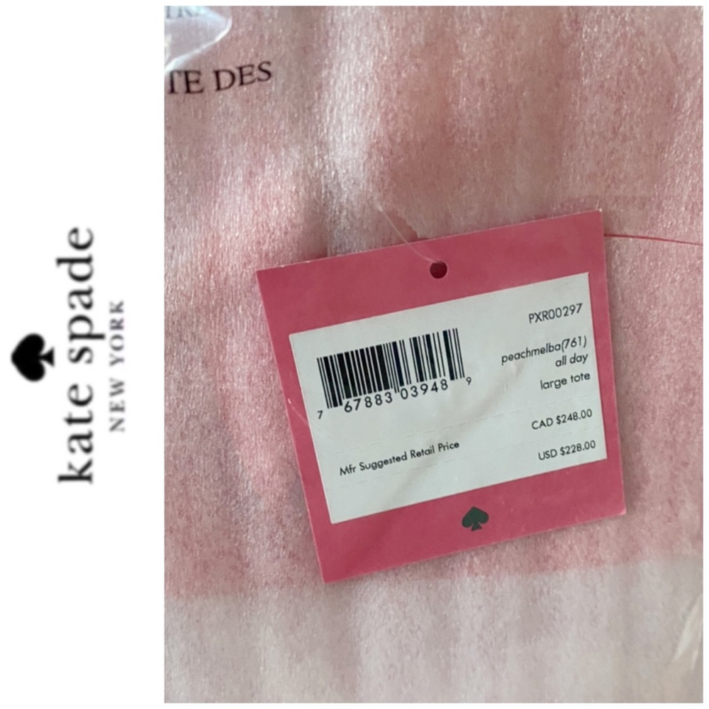 NWT Kate Spade leather tote and wristlet peach - Picture 8 of 8